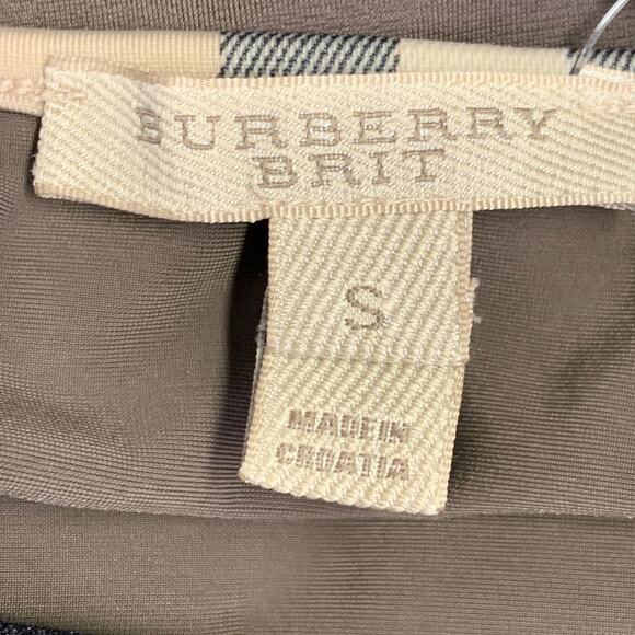 BURBERRY BRIT Size S Brown Beige Polyamide Blend Contrast Trim Swimsuit - Picture 6 of 8